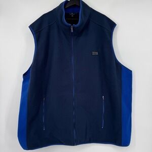 Brooks Brothers Mens 4XL Fleece Vest Navy Blue Full Zip Sleeveless Jacket